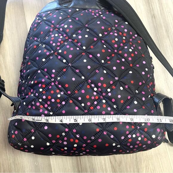 Kate Spade Backpack Women’s Karissa Nylon Quilted Black & Pink Polka Dot Large - Picture 14 of 16